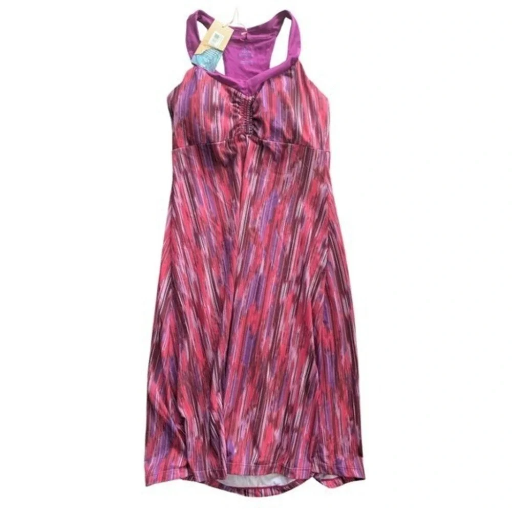 NWT Prana Pink Shauna Racerback Athletic‎ Tank Dress Abstract Print Size MEDIUM